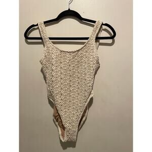 Tango Rose one piece beige knit low back swimsuit size XS